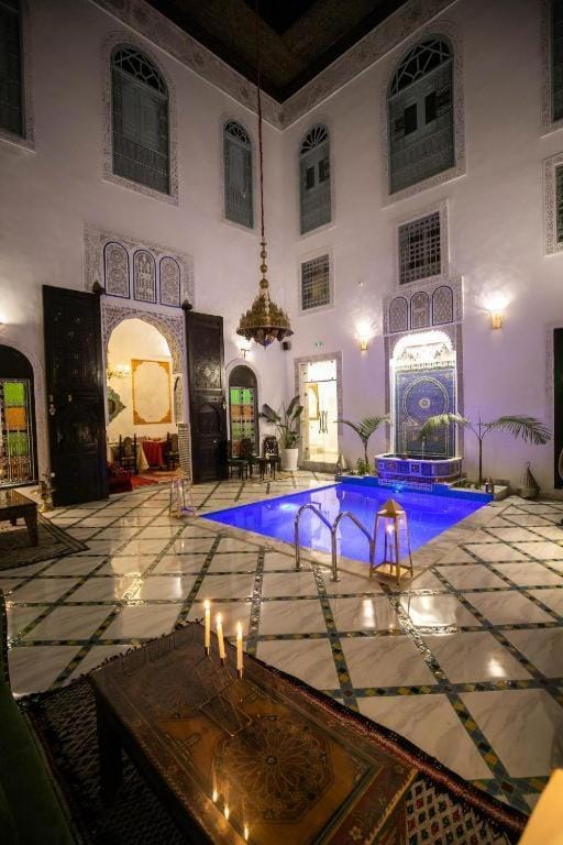 Patio, Night, Pool view