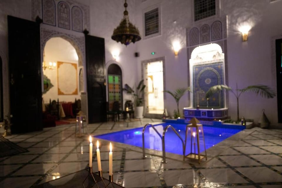 Night, Pool view, Swimming pool