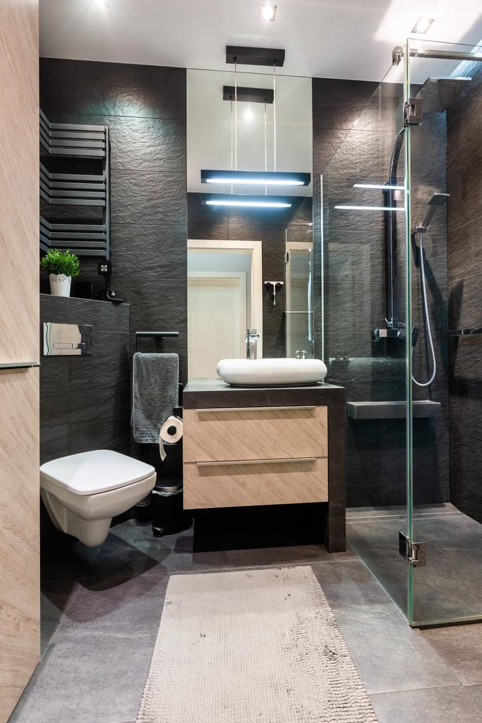 Shower, Toilet, Bathroom, heating, towels