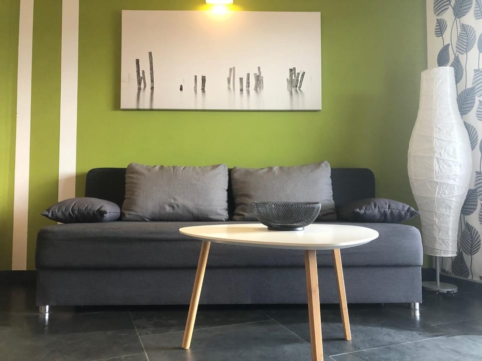 Bed, Living room, Seating area