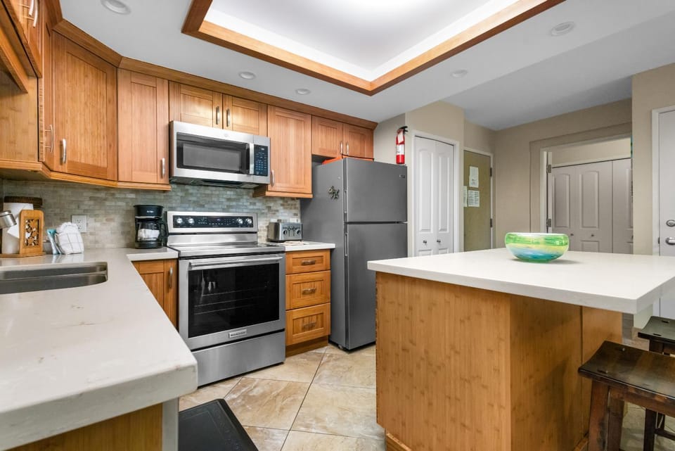 Kitchen or kitchenette, microwave, oven, stove, kitchen