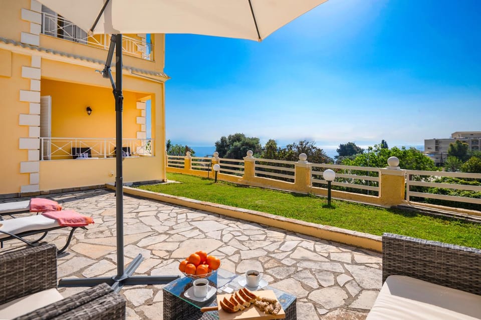 Patio, Summer, View (from property/room), Garden view, Sea view, sunbed