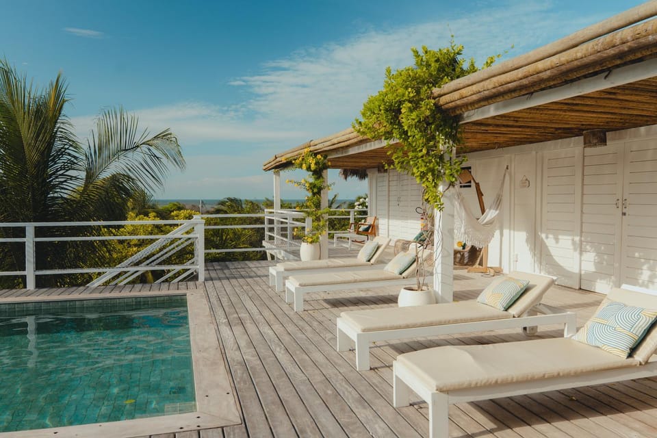 Patio, Natural landscape, Pool view, Swimming pool, sunbed