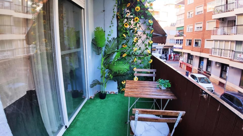 Property building, Patio, Day, View (from property/room), Balcony/Terrace, Living room, Seating area, Dining area