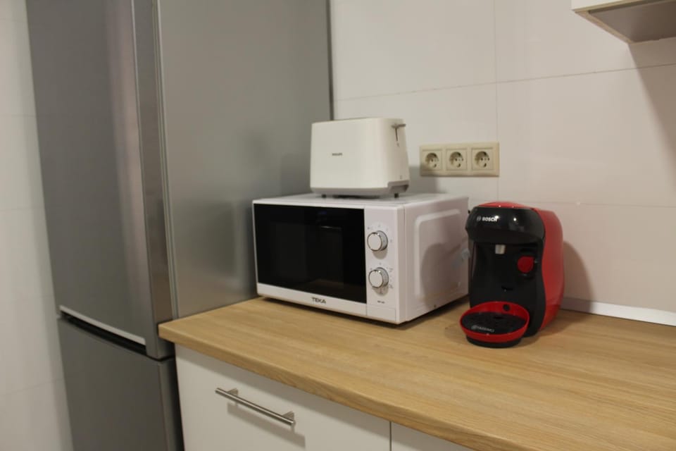 Kitchen or kitchenette, toaster