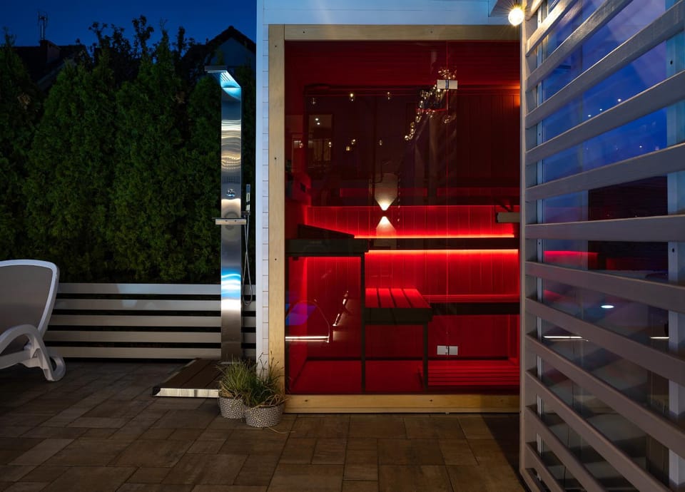 Night, Sauna, Sauna, Seating area