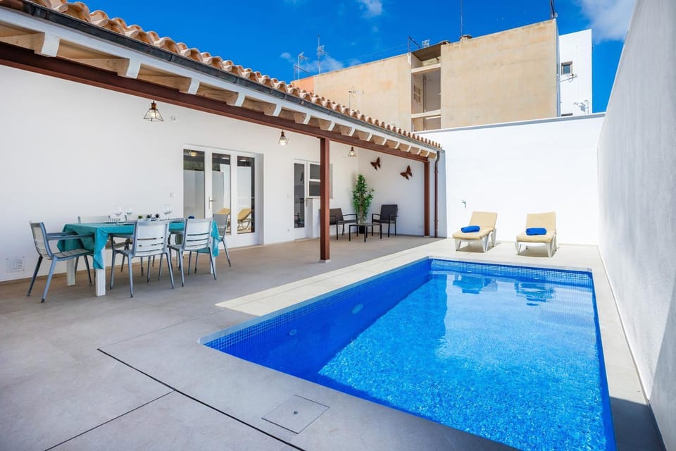 Property building, Living room, Swimming pool