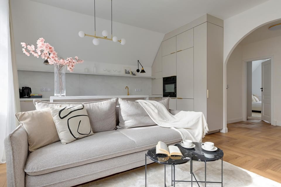 Kitchen or kitchenette, Living room, Seating area