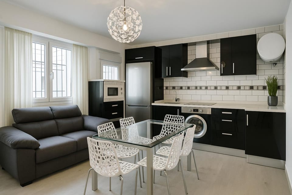Dining area, dishwasher, oven, stove, toaster