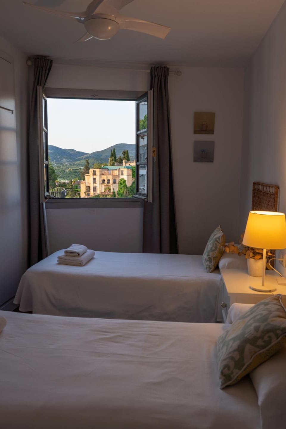 Bed, Natural landscape, Bedroom, Mountain view