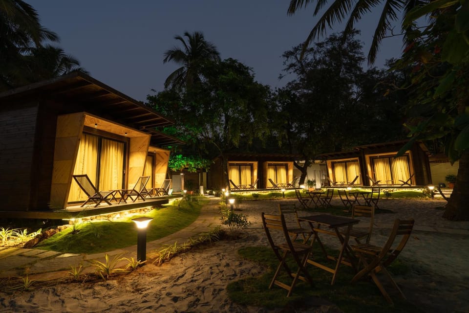 Patio, Night, Garden, Garden view