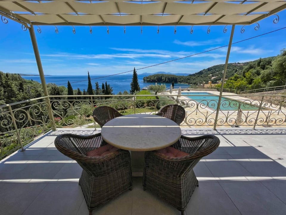 Patio, Day, Natural landscape, Balcony/Terrace, Dining area, Mountain view, Pool view, Sea view, Swimming pool