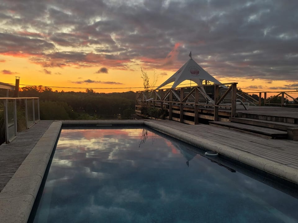 Autumn, Swimming pool, Sunset