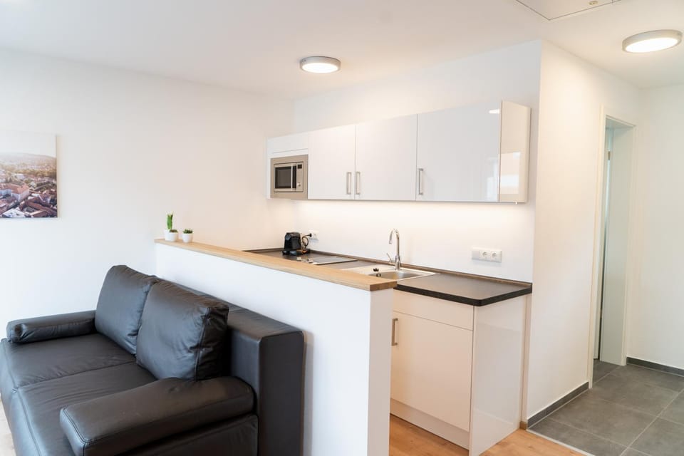Kitchen or kitchenette, Living room, Seating area