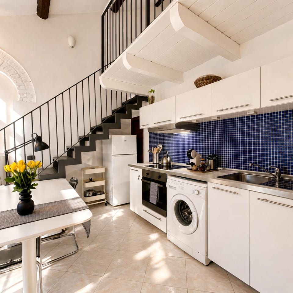 oven, washing machine, kitchen