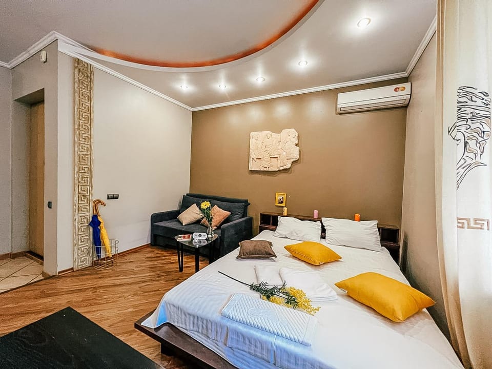 Bed, Photo of the whole room, Seating area, Bedroom, air conditioner