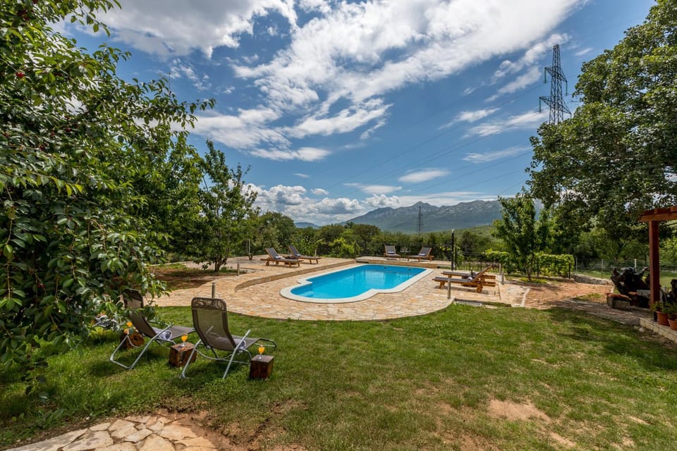 Day, Natural landscape, Garden, Garden view, Pool view, Swimming pool, sunbed
