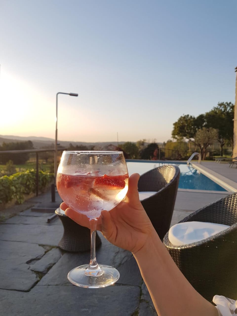 Pool view, Swimming pool, Drinks, Alcoholic drinks, Sunset