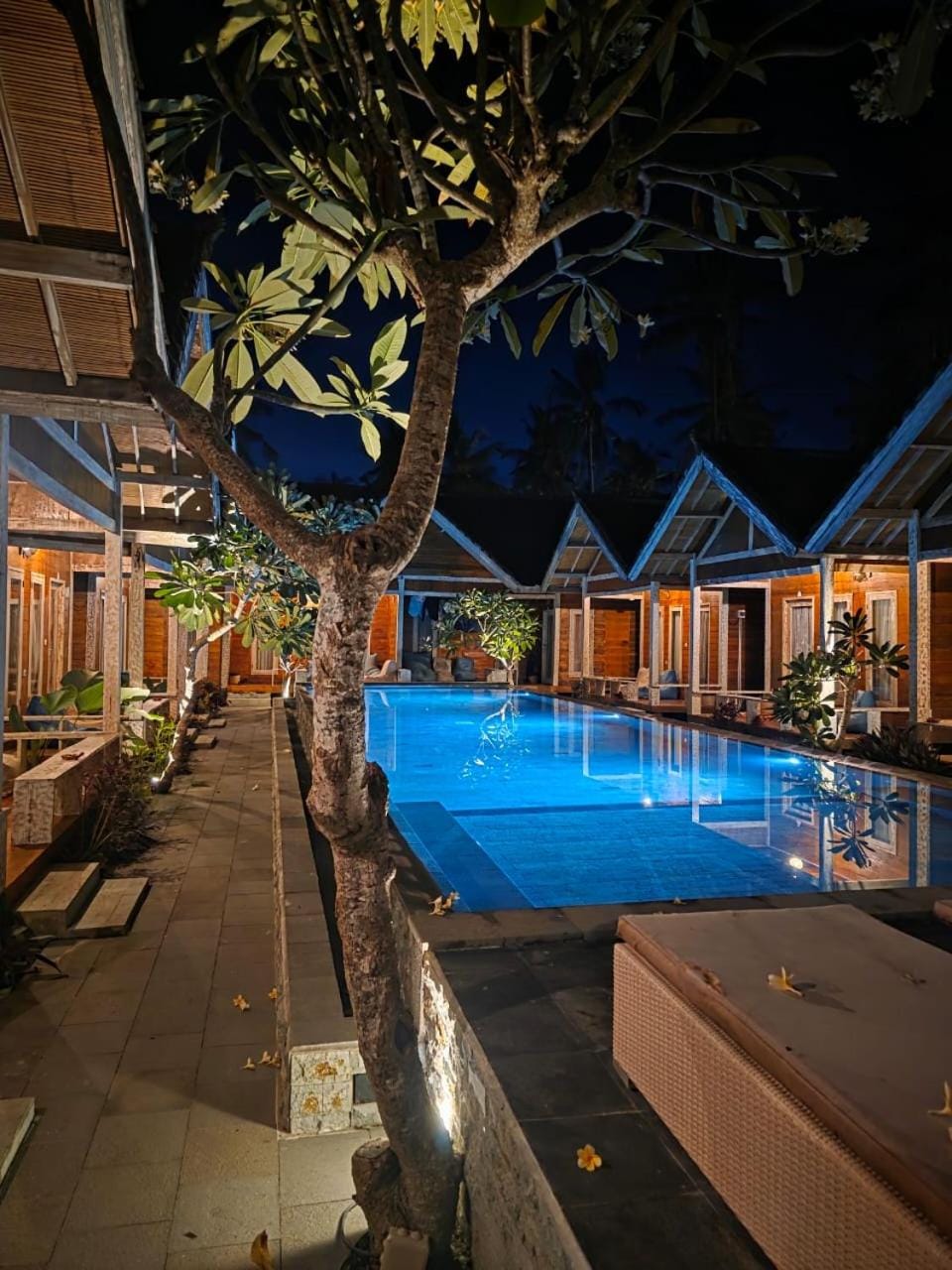 Night, Pool view, sunbed