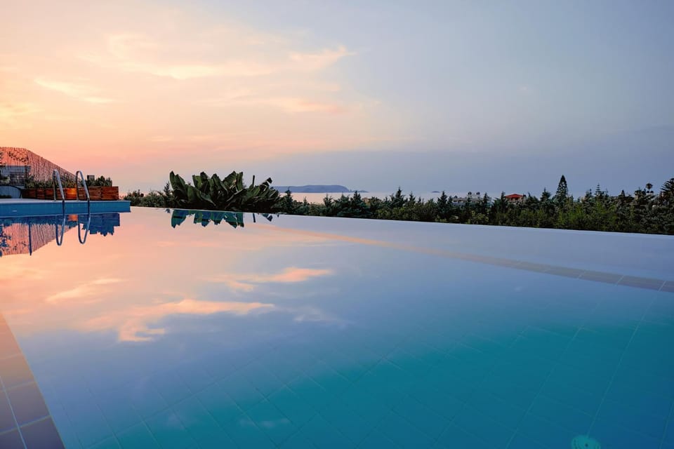 Natural landscape, Pool view, Swimming pool, Sunset