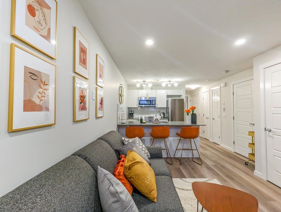 Kitchen or kitchenette, Living room, Seating area