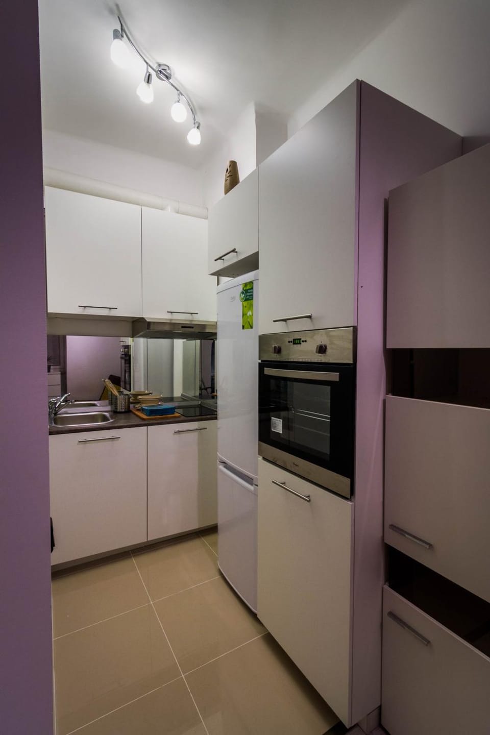 Kitchen or kitchenette, stove