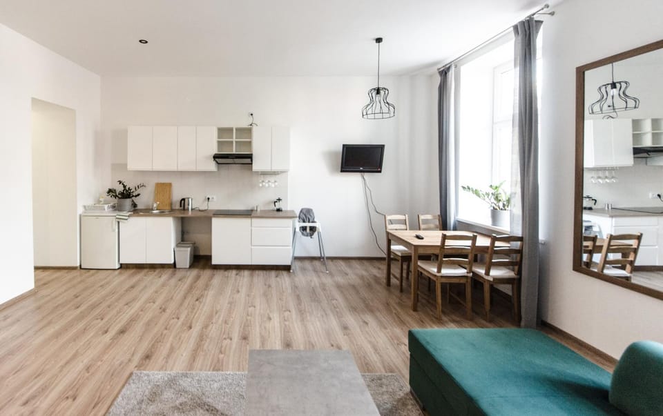 Kitchen or kitchenette, Living room, Dining area