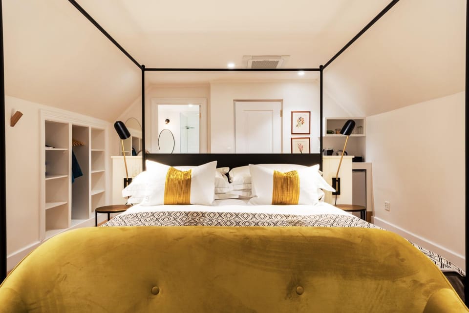 Shower, Bed, Bathroom, Bedroom