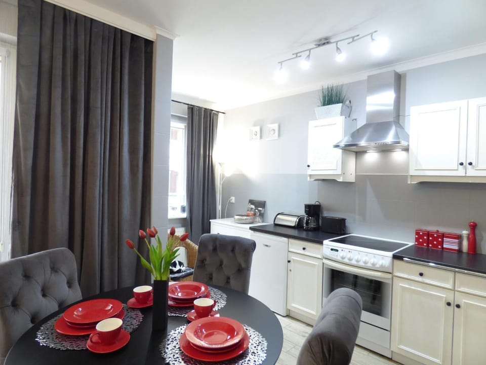 Kitchen or kitchenette, Dining area, dishwasher, stove, toaster