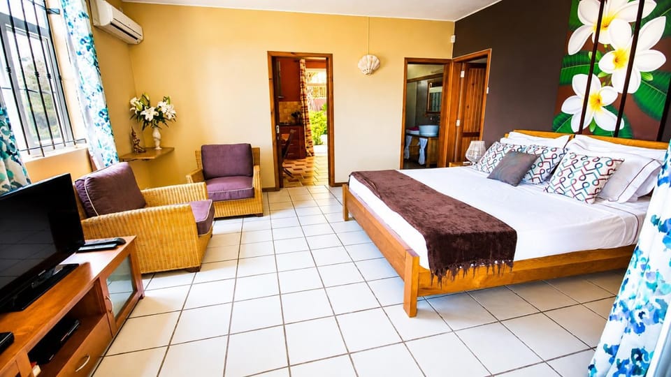 Bed, TV and multimedia, Living room, Seating area, Bedroom, air conditioner