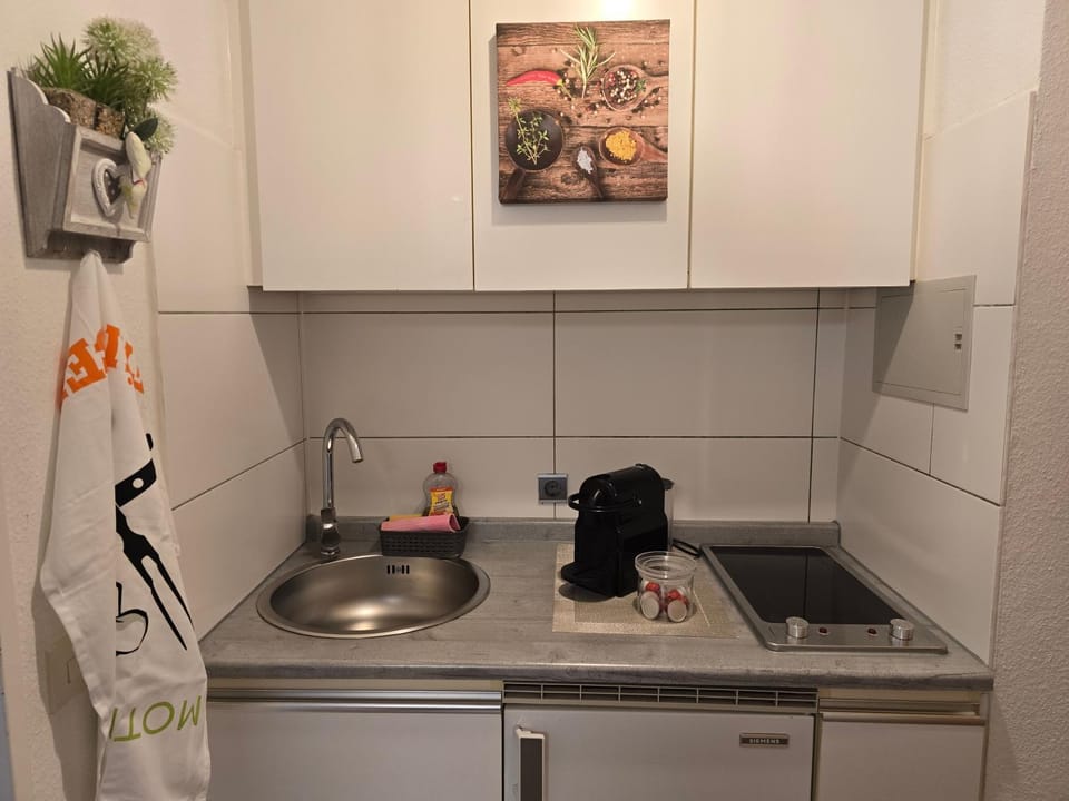Kitchen or kitchenette, stove