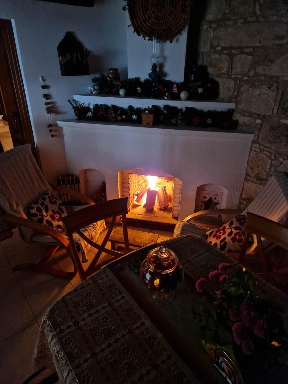 Living room, fireplace
