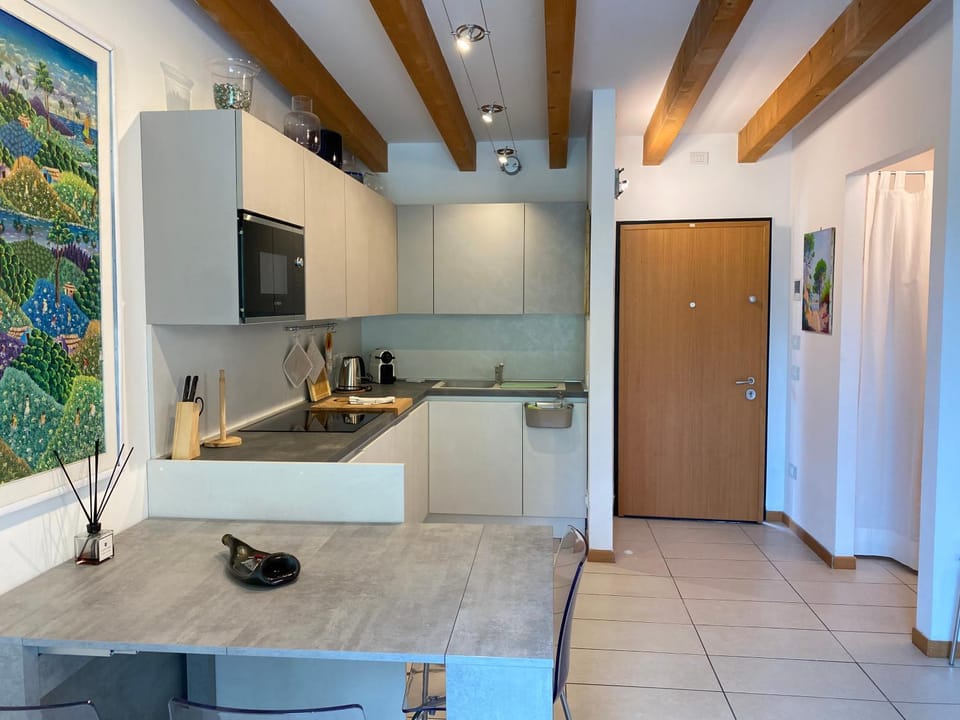 Kitchen or kitchenette, oven, stove