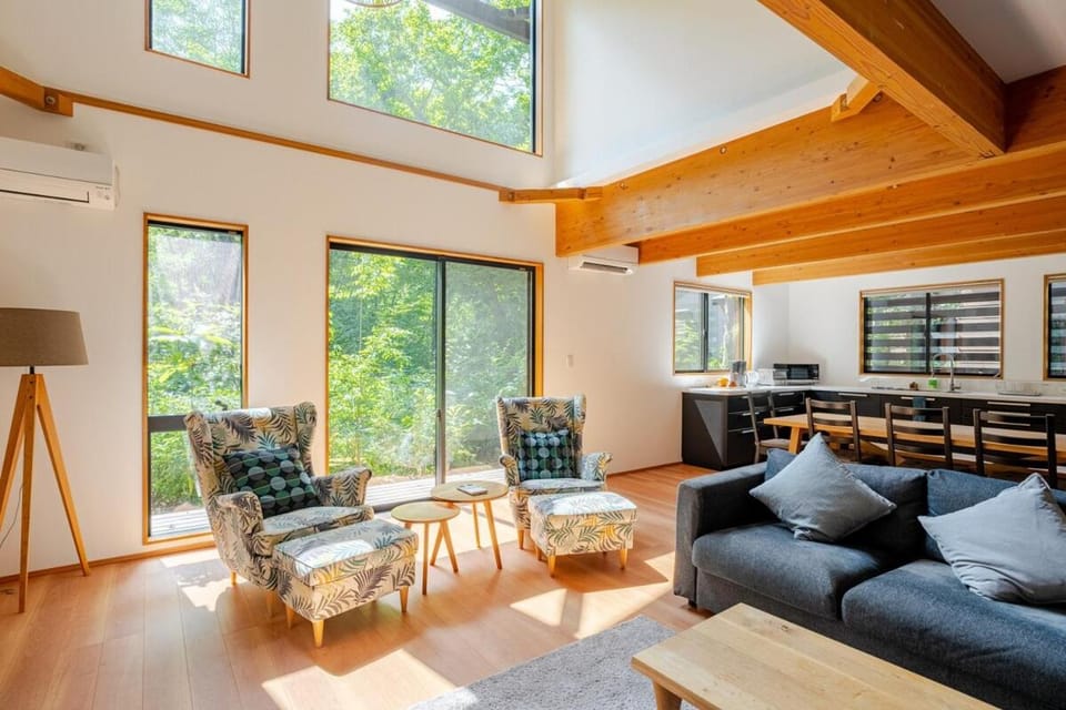 Living room, Seating area, Dining area, air conditioner