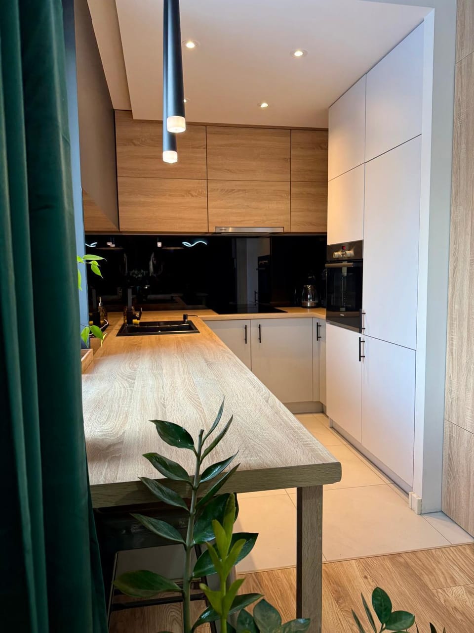 Kitchen or kitchenette, stove