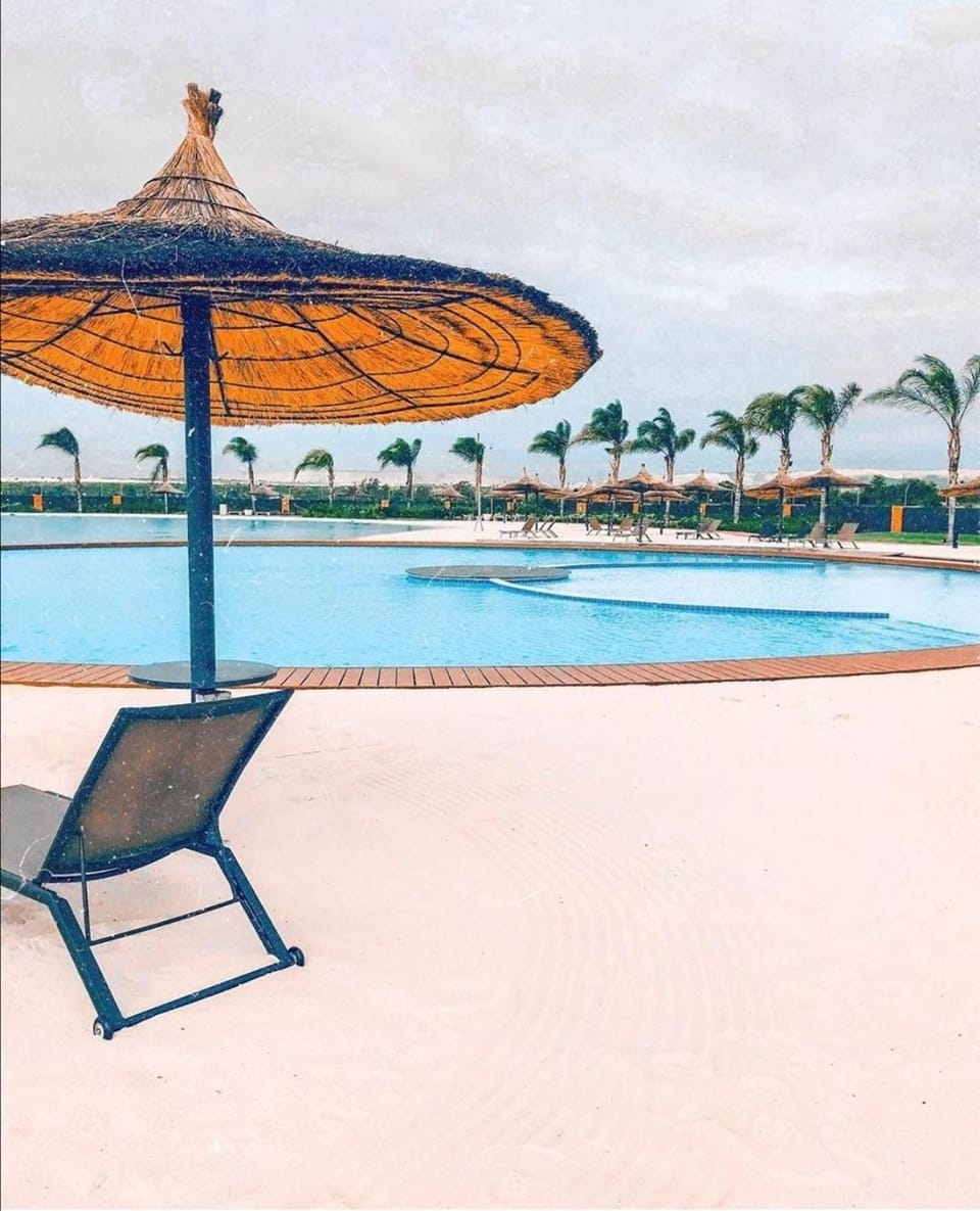 Swimming pool, sunbed