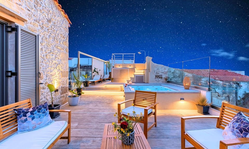 Property building, Patio, Night, View (from property/room), Balcony/Terrace, Seating area