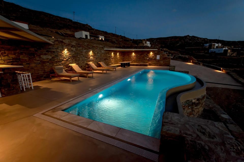 Night, Pool view, Swimming pool