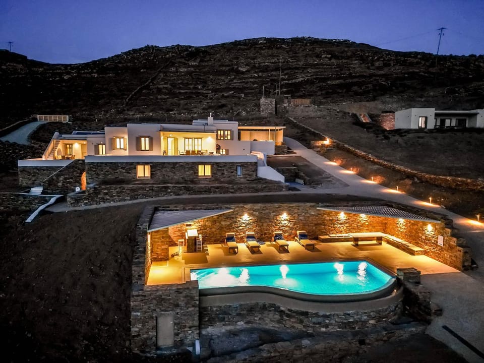 Property building, Night, Swimming pool