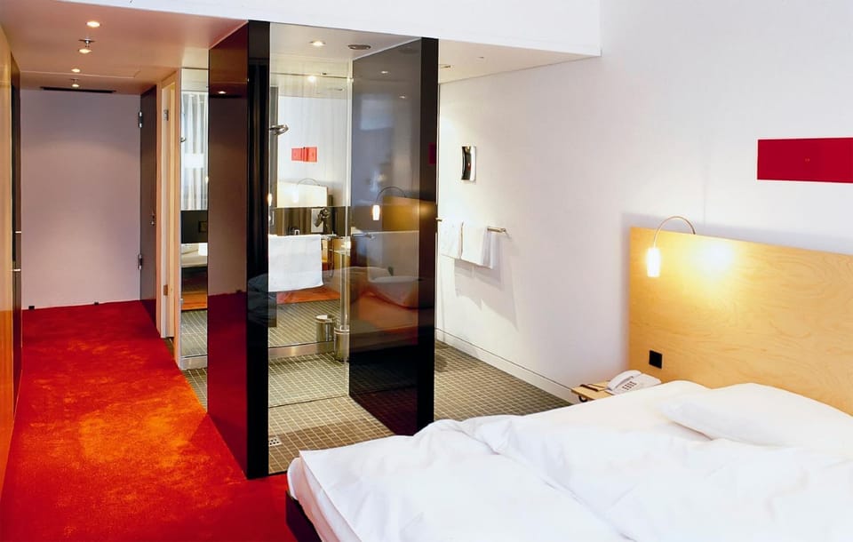 Shower, Bed, Bathroom, Bedroom