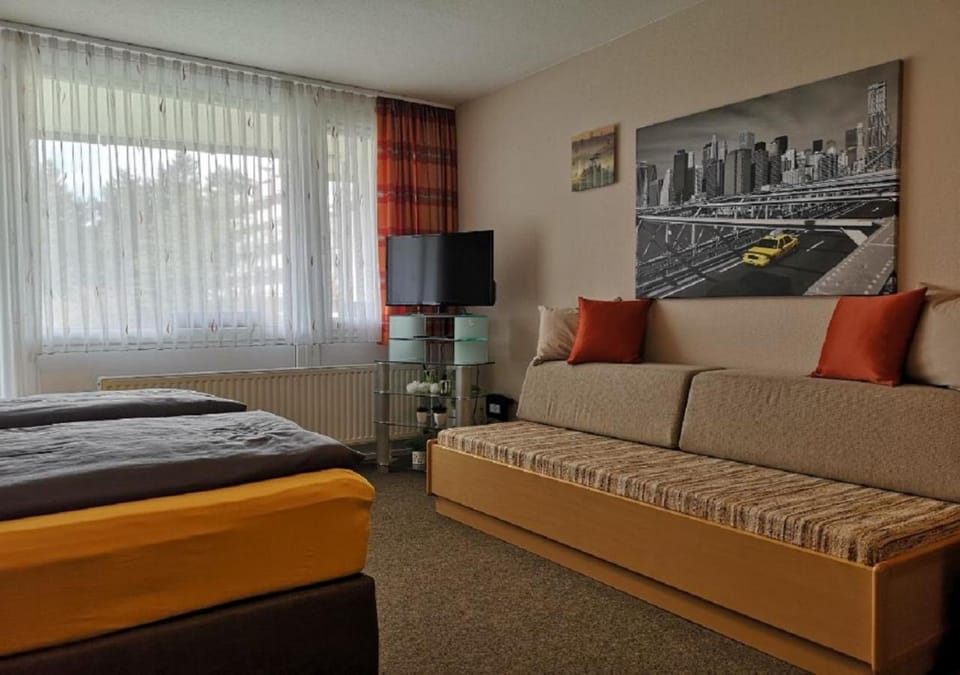 Bed, People, Seating area