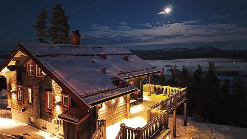 Property building, Night, Natural landscape, Mountain view
