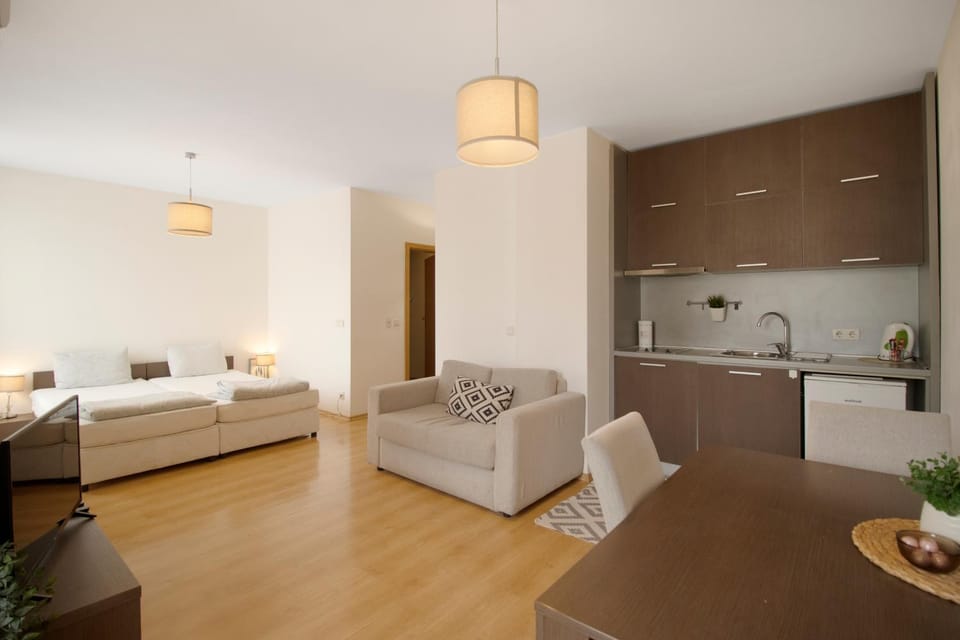 Kitchen or kitchenette, Living room, Seating area, Bedroom, kitchen