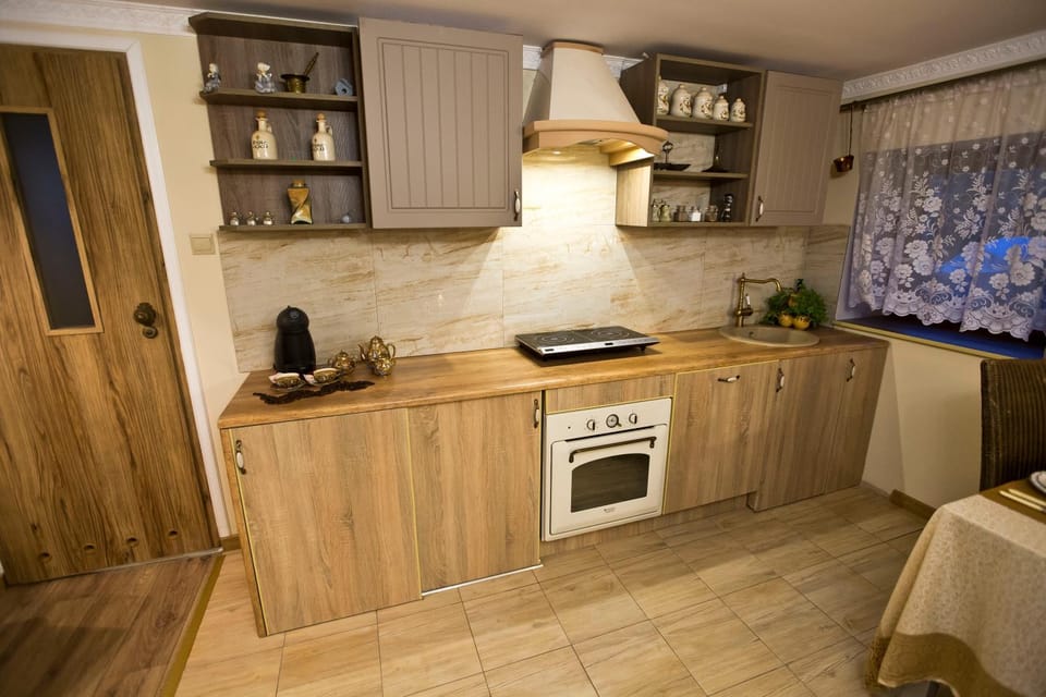 Kitchen or kitchenette, minibar, stove