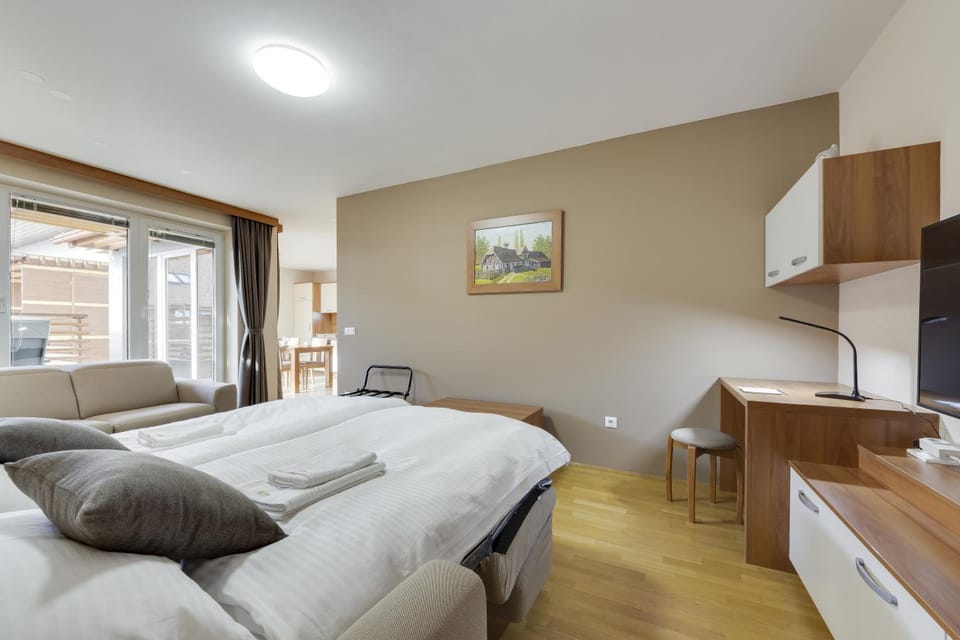 Bed, TV and multimedia, Living room, Seating area