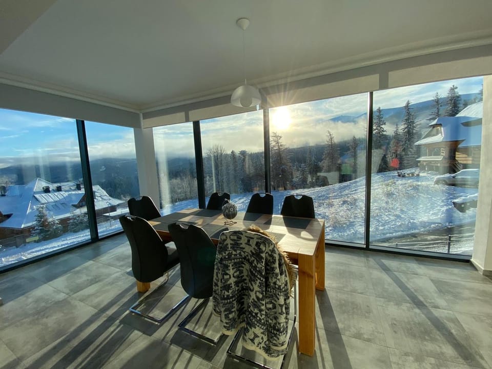 Natural landscape, Winter, Seating area, Dining area, Mountain view