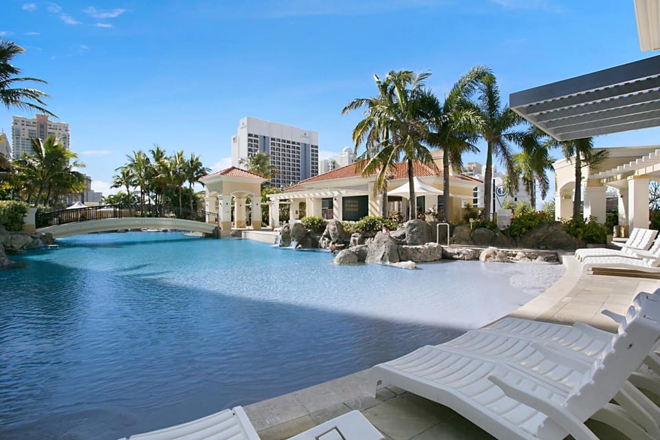 Property building, Pool view, Swimming pool, sunbed