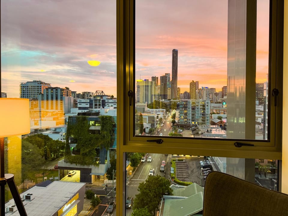 View (from property/room), Living room, City view, Sunset