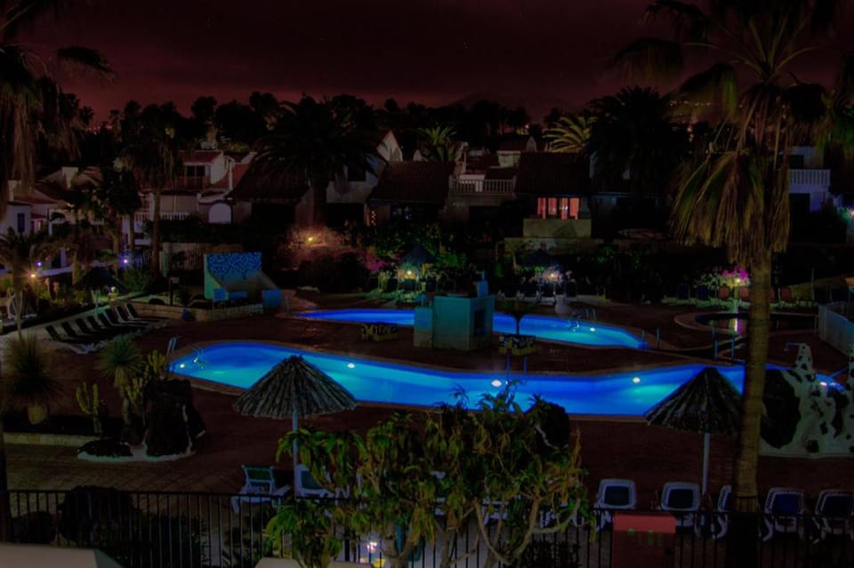 Night, Pool view, Swimming pool