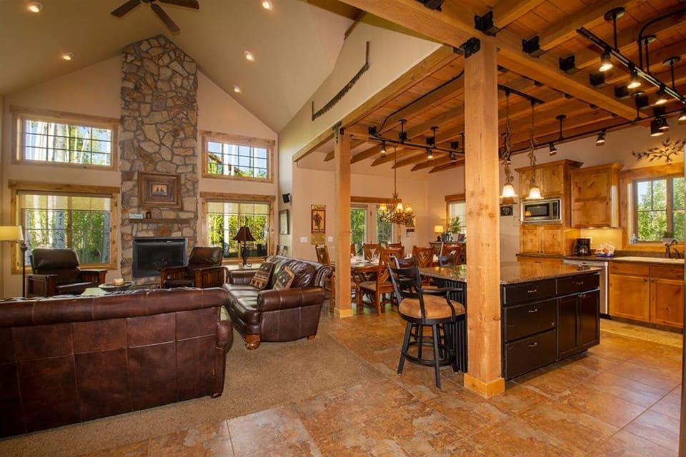 Day, Kitchen or kitchenette, Living room, Dining area, fireplace, furniture